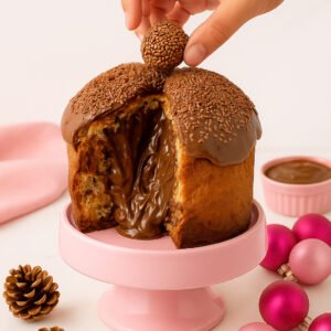 Chocotone Fit recheado com Brigadeiro Belga Proteico (com Whey) 1,2kg - Low Carb, Zero Açúcar, Sem Glúten, Sem Lactose