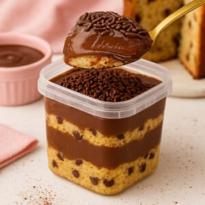 Chocotone Fit no Pote com Brigadeiro Belga Proteico (com Whey) 160g - Low Carb, Zero Açúcar, Sem Glúten, Sem Lactose