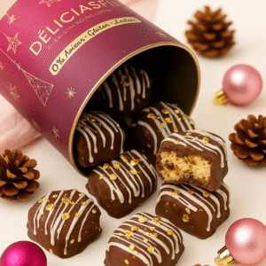 Lata de Chocotone Bites (bombom de Chocotone com Chocolate Belga) – 10 unidades (200g) Low Carb, Zero Açúcar, Sem Glúten, Sem Lactose