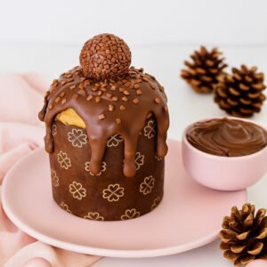 Mini Chocotone Fit recheado com Brigadeiro Belga Proteico (com Whey) 220g - Low Carb, Zero Açúcar, Sem Glúten, Sem Lactose