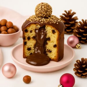 Mini Chocotone Fit recheado com "Nutella" (creme de avelã com cacau) 210g - Low Carb, Zero Açúcar, Sem Glúten, Sem Lactose